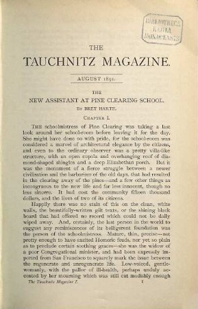 The Tauchnitz magazine : an English monthly miscellany for continental readers. 1/5. 1891