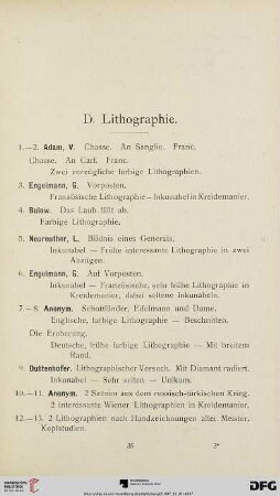 D. Lithographie (Nr. 1-102)
