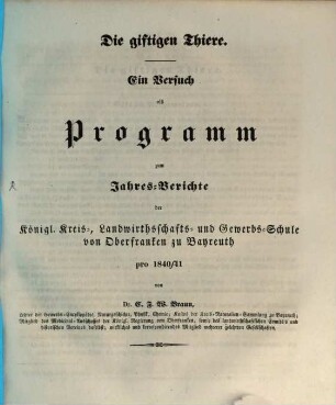 Die giftigen Thiere