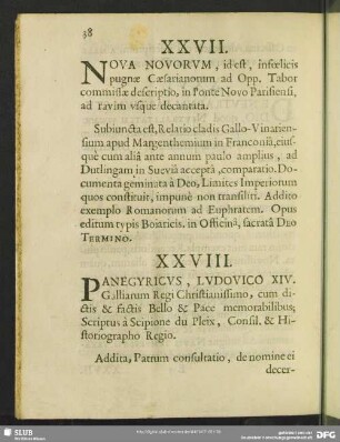 XXVII. Nova Novorum