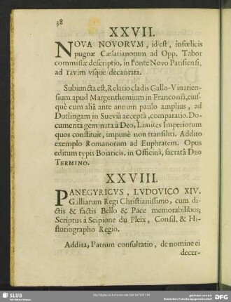 XXVII. Nova Novorum
