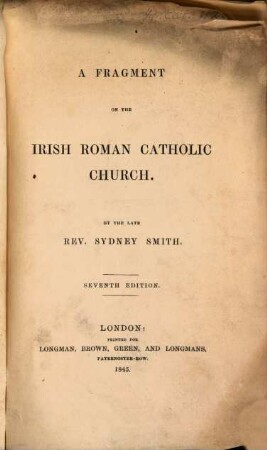 A fragment on the irish Roman Catholic church