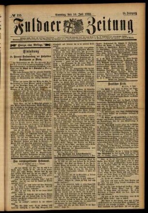 Erste Ausgabe vom Sonntag, den 10. Juli 1892.