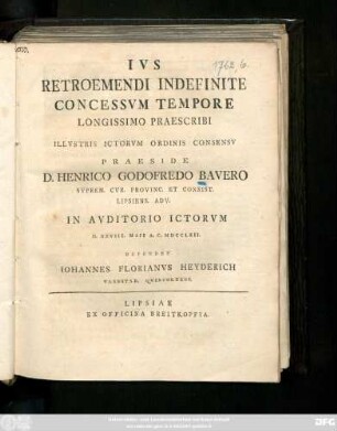 Ivs Retroemendi Indefinite Concessvm Tempore Longissimo Praescribi