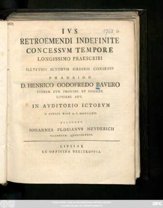 Ivs Retroemendi Indefinite Concessvm Tempore Longissimo Praescribi