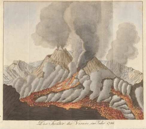 Der Krater des Vesuvs im Jahr 1756