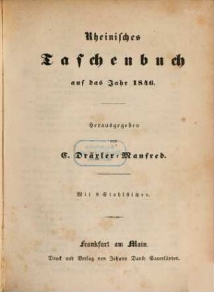Rheinisches Taschenbuch auf das Jahr .... 1846, 1846