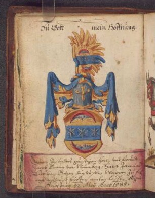 Jeremias Lieb von Betzen, Augsburg, 1588-05-12: Sentenz (dt.), Widm. (dt.)