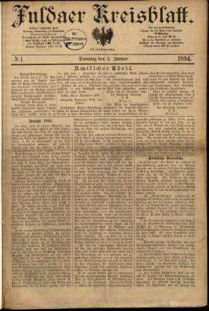 Ausgabe vom Dienstag, den 02. Januar 1894.
