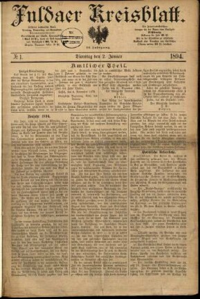 Ausgabe vom Dienstag, den 02. Januar 1894.