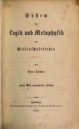 System der Logik und Metaphysik oder Wissenschaftslehre