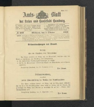 No.239, Mittwoch, den 1. Oktober 1919