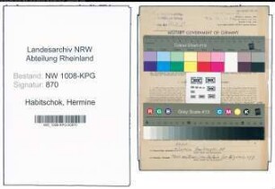 Entnazifizierung Hermine Habitschok , geb. 15.08.1899 ()