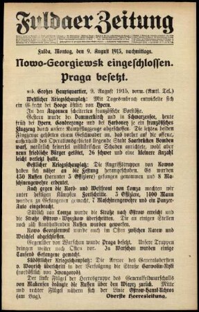 Ausgabe vom Montag, den 09. August 1915.