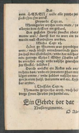 Ein Gebedt vor dat Hussregimente.