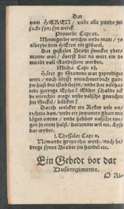 Ein Gebedt vor dat Hussregimente.
