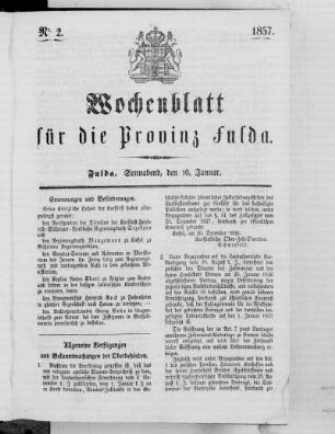 Nr. 2, Ausgabe vom 10. Januar 1857