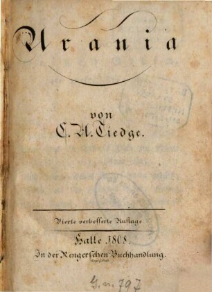 Urania : [ein lyrisch-didaktisches Gedicht in sechs Gesängen]