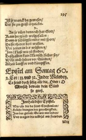 Epistel am Sontag 60.