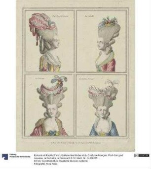 Gallerie des Modes et du Costume Français: Pouf d'un gout nouveau, la Corbeille, le Croissant. B.12