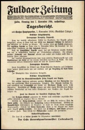 Ausgabe vom Dienstag, den 07. November 1916.