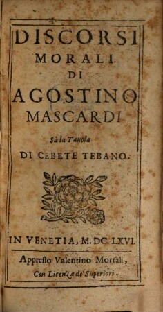 Discorsi morali sù la Tavola di Cebete Tebano