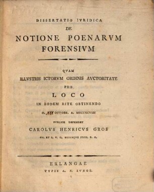 Diss. iur. de notione poenarum forensium