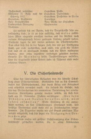 V. Die Sicherheitswehr