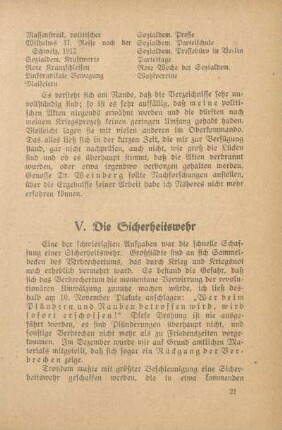 V. Die Sicherheitswehr