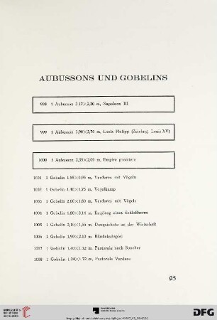 Aubussons und Gobelins (Nr. 998-1008)