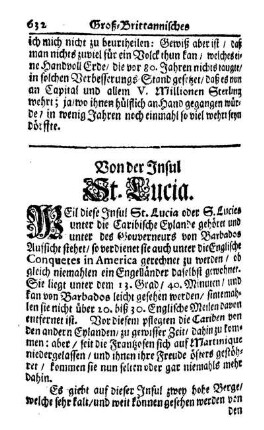 Von der Insul St. Lucia.