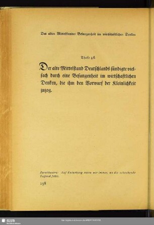 These 46: Des alten Mittelstandes Befangenheit im wirtschaftlichen Denken
