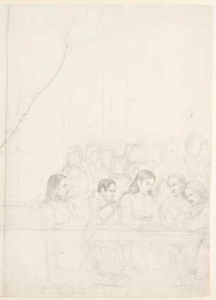 Zweiter Entwurf für das Gruppenbildnis der deutschen Künstler im Café Greco in Rom, rechte Hälfte