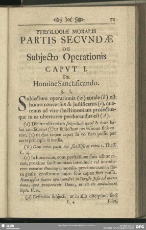 Theologiae Moralis Partis Secundae De Subiecto Operationibus