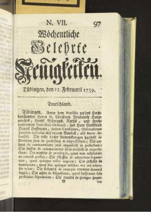 VII. (13. Februarii 1739)