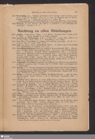 Nachtrag zu allen Abteilungen
