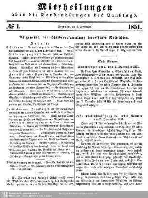Allgemeine, die Ständeversammlung betreffende Nachrichten.