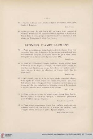 Bromzes d'Ameublement (Nr. 407 - 471)