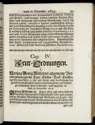Cap. IV. Feur-Ordnungen.