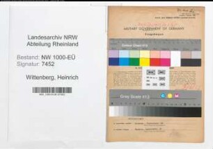 Entnazifizierung Heinrich Wittenberg, geb. 03.06.1914 (Ingenieur)