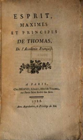 Esprit, maximes et principes de Thomas