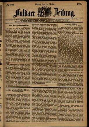Ausgabe vom Montag, den 19. Oktober 1885.