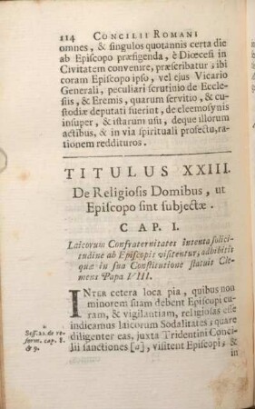 Titulus XXIII. De Religiosis Domibus, ut Episcopo sint subjectae.