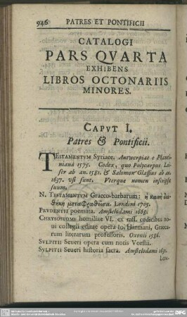 Catalogi Pars Quarta Exhibens Libros Octonariis Minores