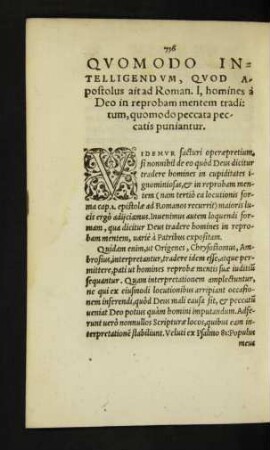 Quomodo Intelligendum, Quod Apostolus ait ad Roman. I, ...