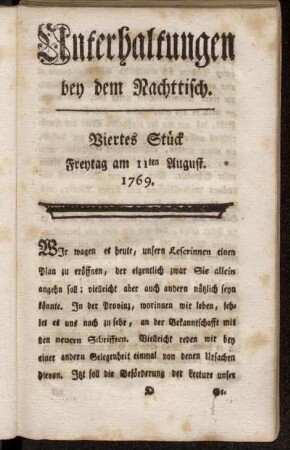Viertes Stück. Freytag am 11ten August. 1769.