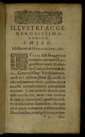 Illustri Ac Generosissimo Domino Smilo, Lib. Baroni ab Hoddiegowa, & c.
