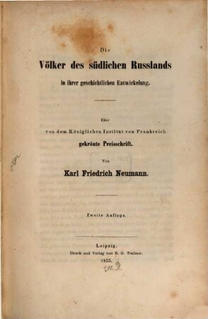 Die Völker des südlichen Russlands in ihrer geschichtlichen Entwickelung