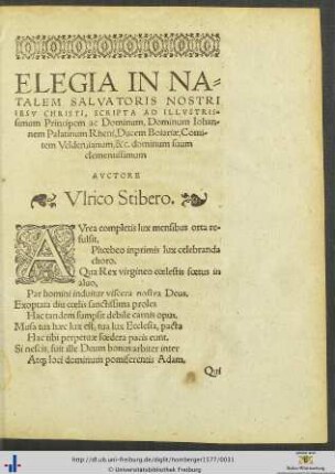 Elegia in Natalem Salvatoris Nostri Iesu Christi