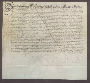 Schuldbrief des Bischofs Eberhard von Speyer gegenüber dem St. Guido-Stift zu Speyer über 700 Gulden zu 5 Prozent.